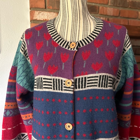 Gudrun Sjoden Floral Print Cardigan Sz M - Picture 4 of 9